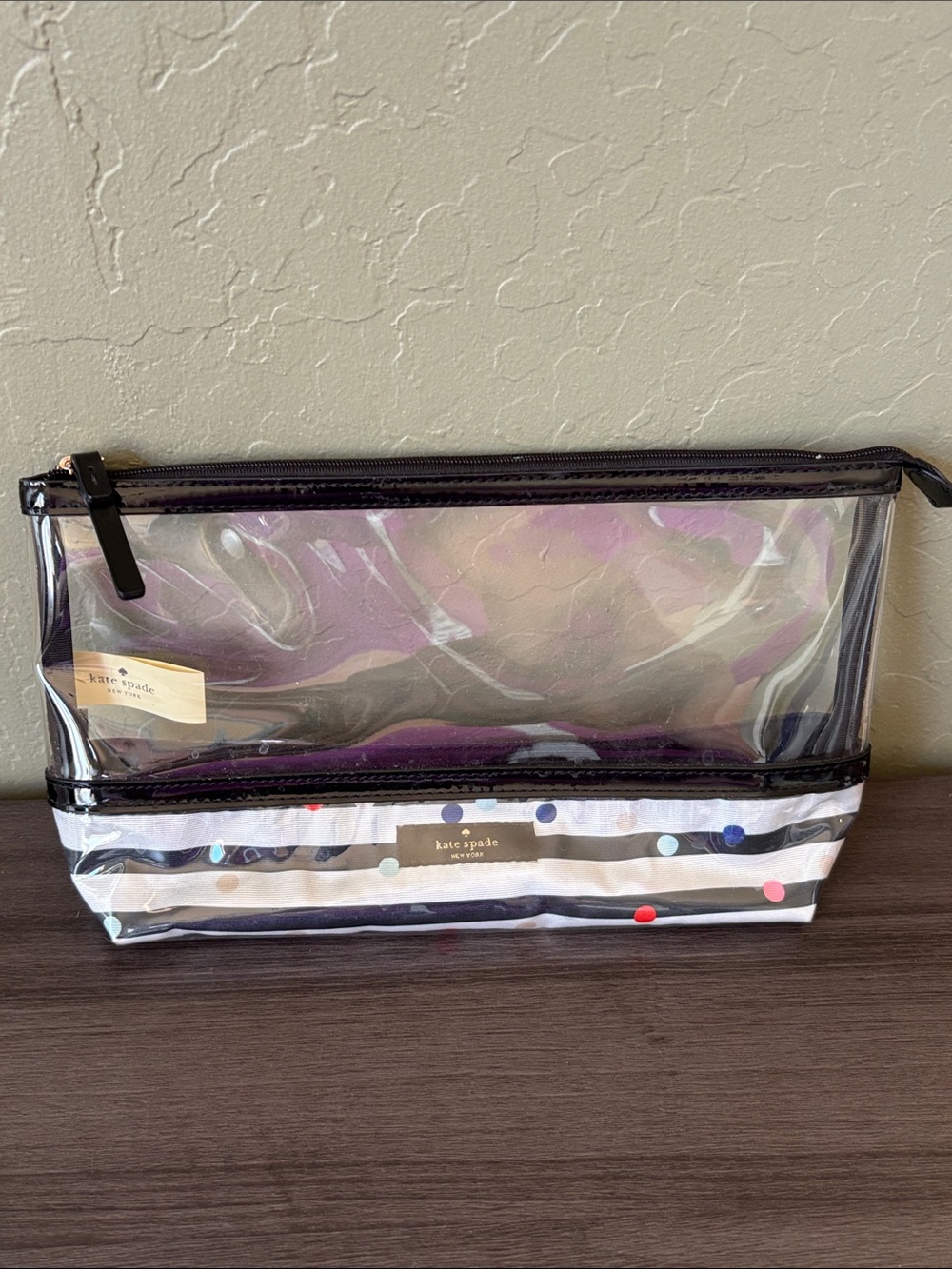 Kate Spade Polka Dot Clear Zipper Cosmetic Storage Bag